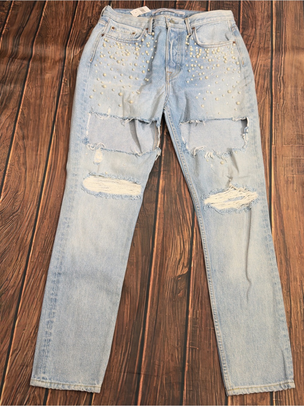GRLFRND X Barneys Collab Karolina Jeans 30 Pearl Crystal High Rise NWT